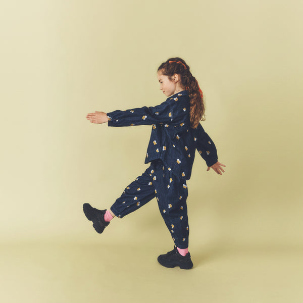 Manu Embroidered Denim Barrel Leg Trousers