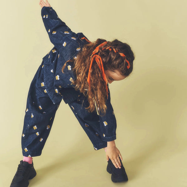 Manu Embroidered Denim Barrel Leg Trousers