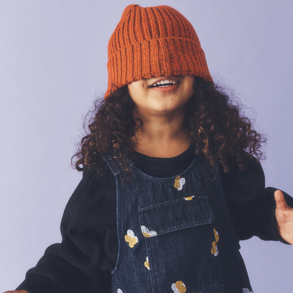 Aven Twisted Cotton Chunky Knit Beanie Hat (Rust/Orange)