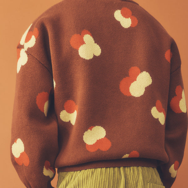 Adult Fynn Brown Jacquard Cotton Knit Jumper