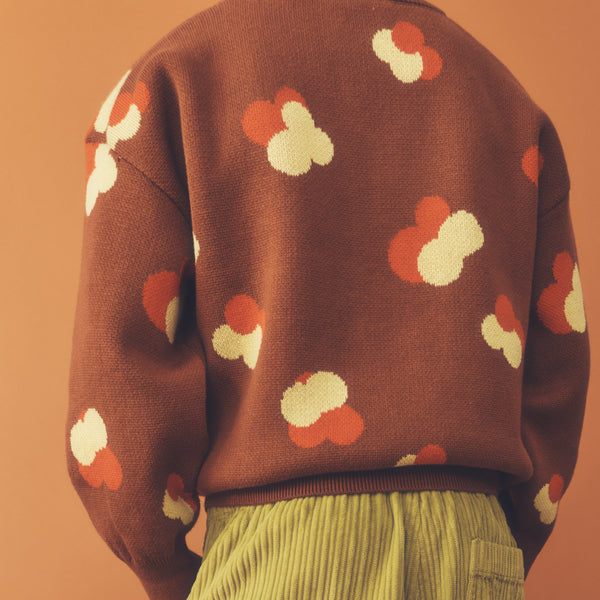 Fynn Brown Jacquard Cotton Knit Jumper