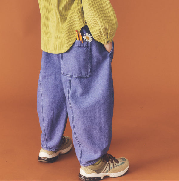Manu Overdye Denim Barrel Leg Trousers (Lilac)