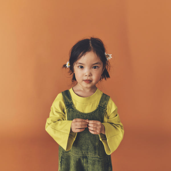 Kai Oversized Overdye Denim Cotton Dungarees (Acid Green)