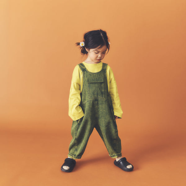 Kai Oversized Overdye Denim Cotton Dungarees (Acid Green)