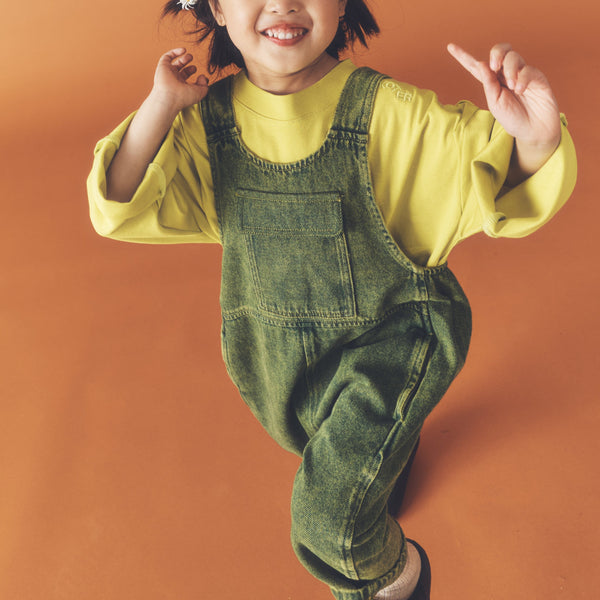 Kai Oversized Overdye Denim Cotton Dungarees (Acid Green)
