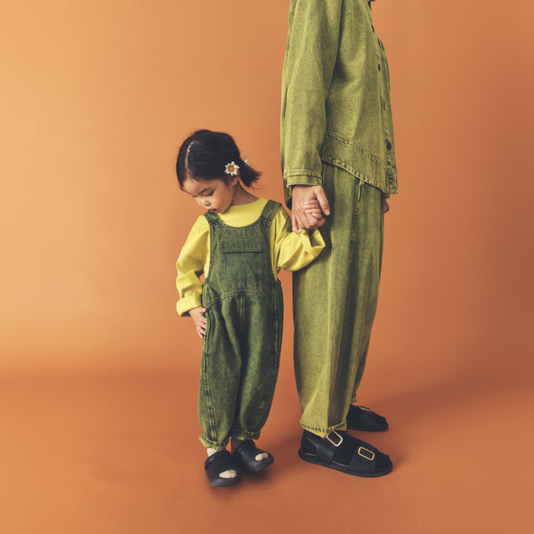 Kai Oversized Overdye Denim Cotton Dungarees (Acid Green)