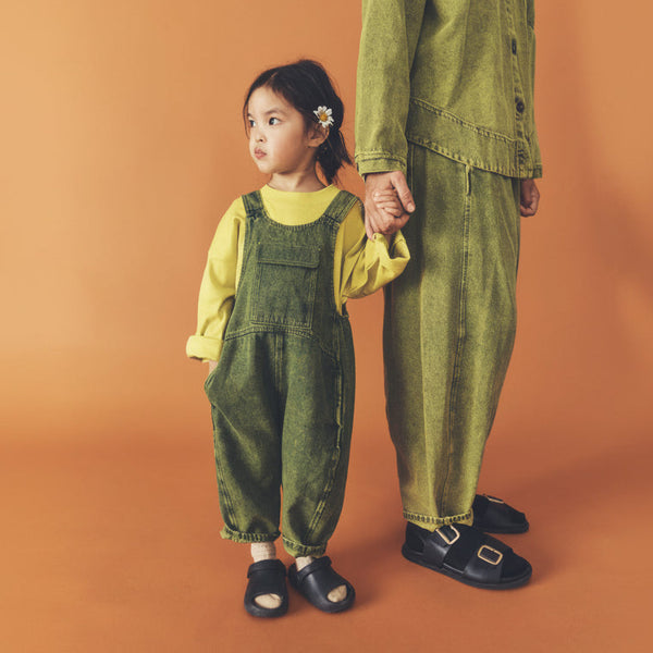 Kai Oversized Overdye Denim Cotton Dungarees (Acid Green)