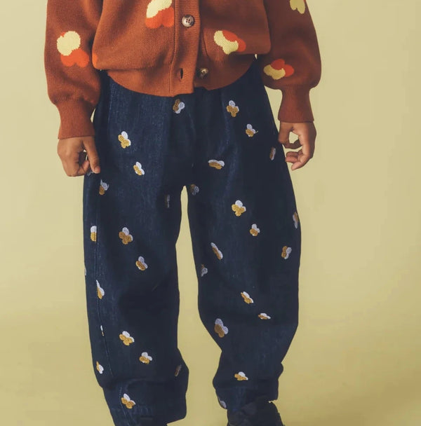 Manu Embroidered Denim Barrel Leg Trousers