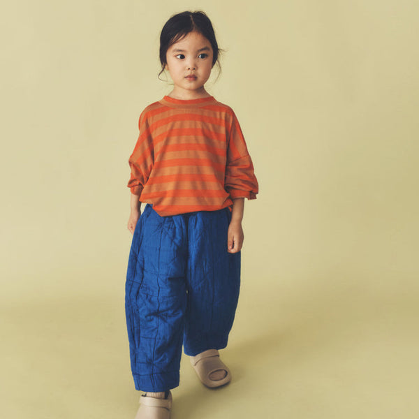 Manu Blue Cotton Quilted Balloon Leg Trousers