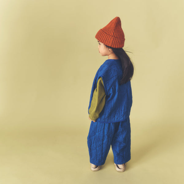 Manu Blue Cotton Quilted Balloon Leg Trousers