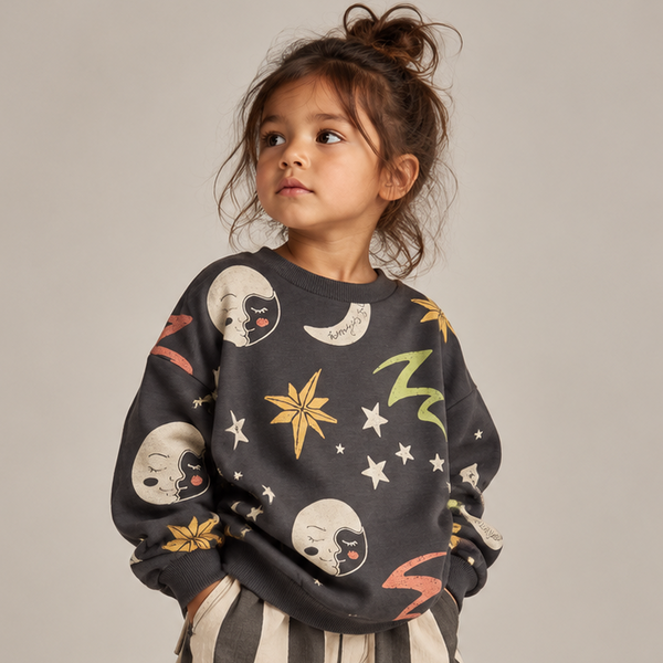 Loupy Luna Lightning Print Cotton Sweatshirt