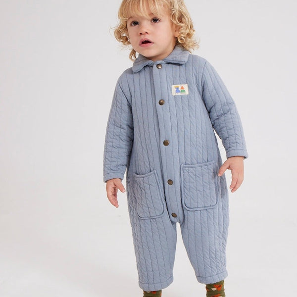 Powder Blue Baby Quilted Overalls