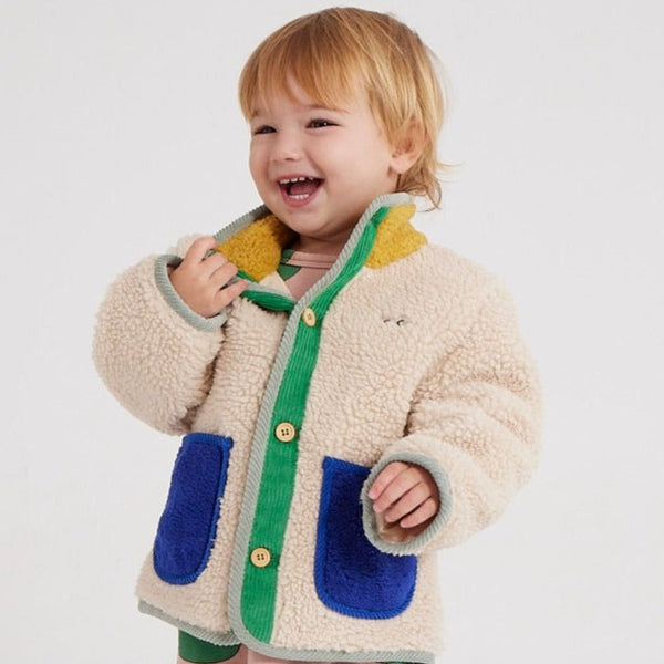 Colour Block Teddy Fleece Baby Jacket