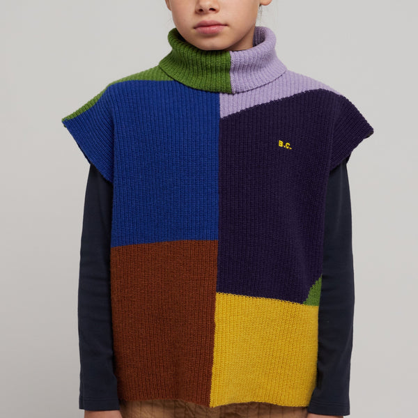 Colour-Block Intarsia Patchwork Knitted Vest