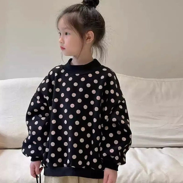 Bilbo Black Polka Dot Oversized Funnel Neck Sweatshirt