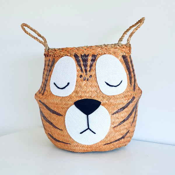 Tiger Handwoven Toy Storage Basket (Large)