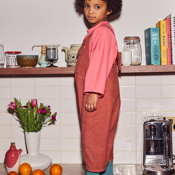 Kai Oversized Denim Dungarees (Coral)