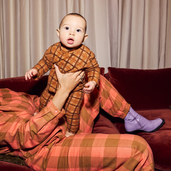 Marley Fluffy Brown Checked Leggings