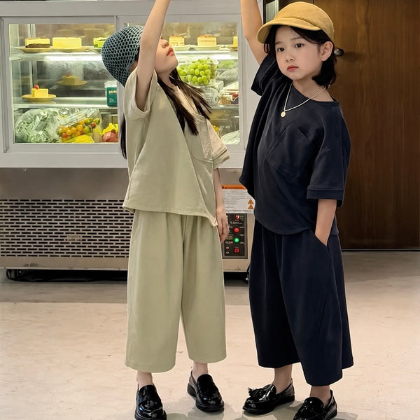 Oversized Tee and Cropped Trouser Set (Black)
