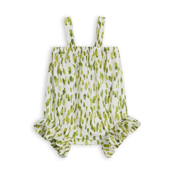 Printed Frill Leg Baby Romper (Green)