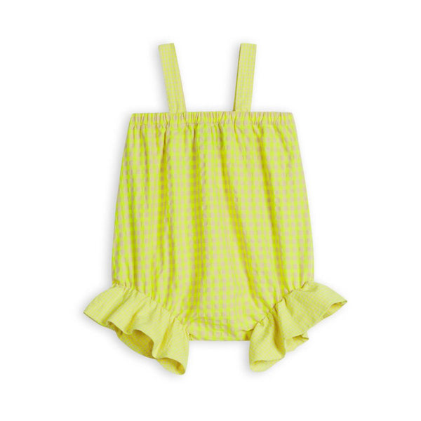 Gingham Frill Leg Baby Romper (Lime)