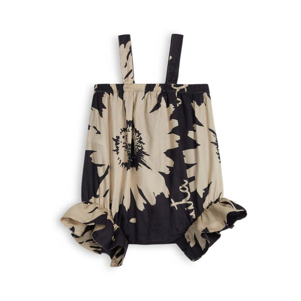 Printed Frill Leg Baby Romper (Mocha)