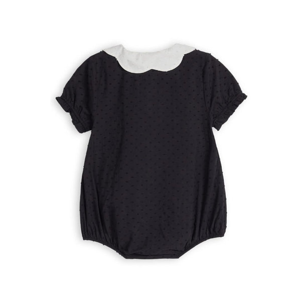 Embroidered Poplin Spot Contrast Collar Baby Romper