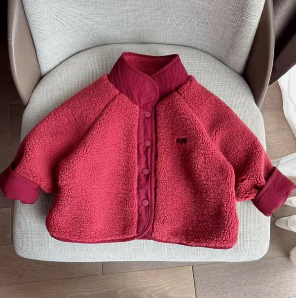 Dima Double Sided Reversible Teddy Coat (Red)