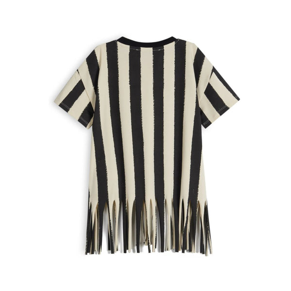 Black and White Stripe Fringe T-Shirt