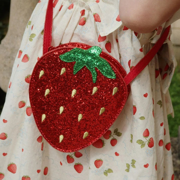 Evia Strawberry Print Bow Back Ruffle Dress