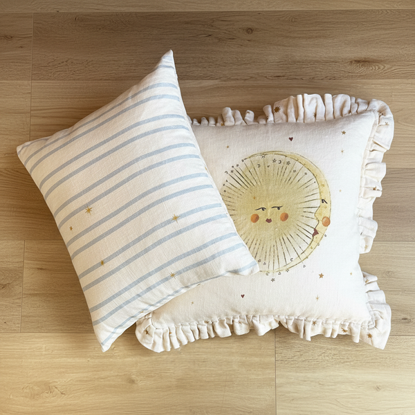 Astral Weeks Square Linen Ruffled Cushion Cover