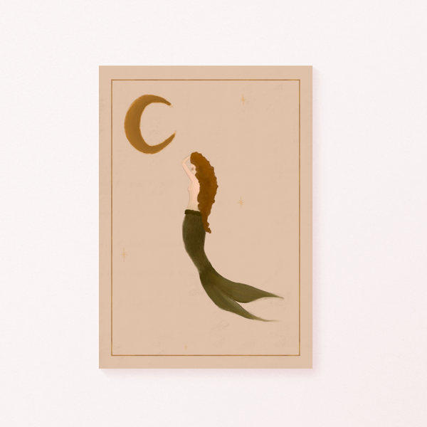 The Mermaid and The Moon Art Print