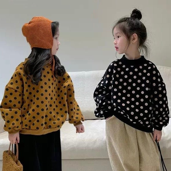 Bilbo Mustard Polka Dot Oversized Funnel Neck Sweatshirt