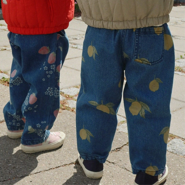 Magot Lemon Print Cotton Denim Pants (Lemon Denim)