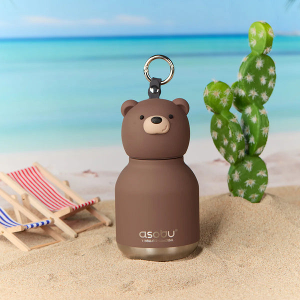 Brown Bear Mini Bestie Insulated Screw Top Key Ring Water Bottle 200ml