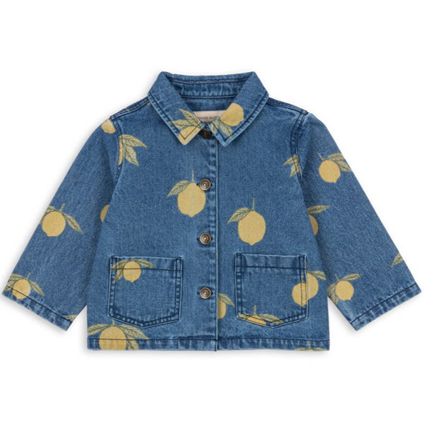 Magot Lemon Print Cotton Denim Jacket (Lemon Denim)
