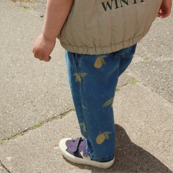 Magot Lemon Print Cotton Denim Pants (Lemon Denim)