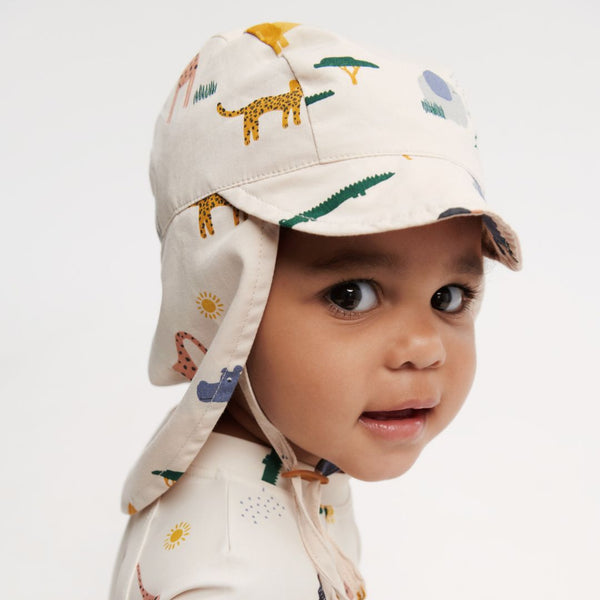 Cecilia Safari Print Sun and Neck Protector Hat (Sandy)