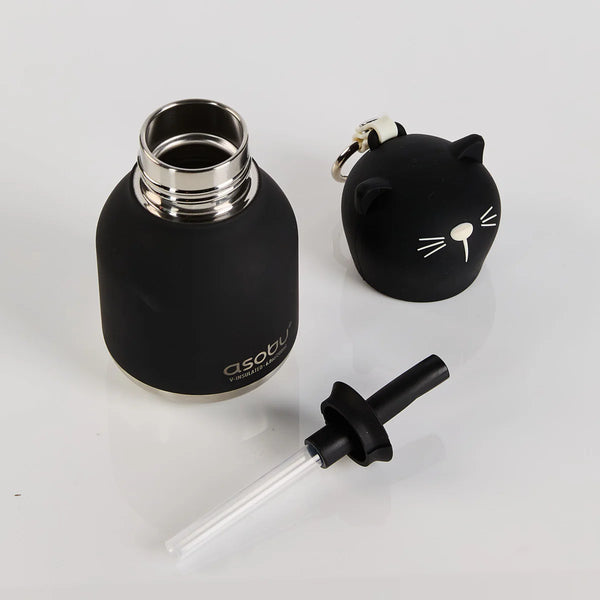 Black Cat Mini Bestie Insulated Screw Top Key Ring Water Bottle 200ml