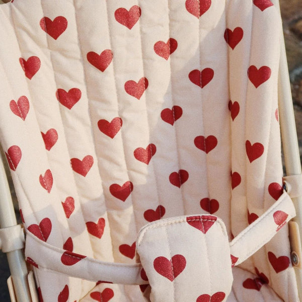 Heart Print Cotton Quilted Dolls Stroller