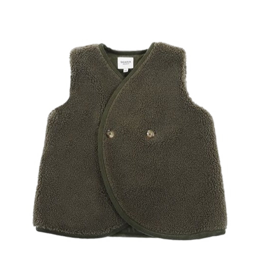 Monty Double Button Teddy Gilet (Forest Green)