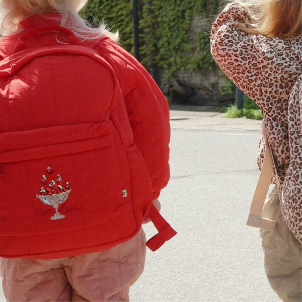 Juno Sequin Cherry Quilted Backpack (Fiery Red)