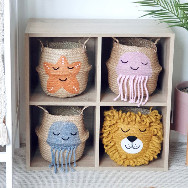 Yellow Lion Handwoven Storage Basket (Small)