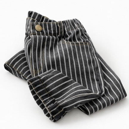 Suki Stripe Straight Wide Denim Jeans (Monochrome)