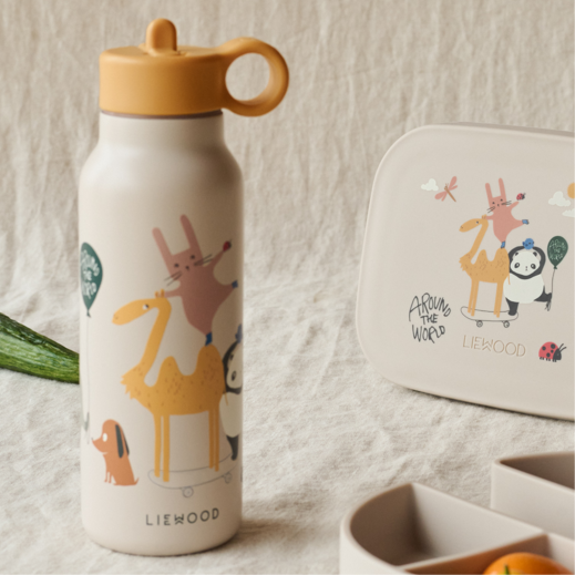 Falk Around The World Print Screw Top Bottle (350ml) (Sandy)