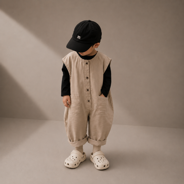 Ilia Cotton Sleeveless Jumpsuit Romper (Beige)