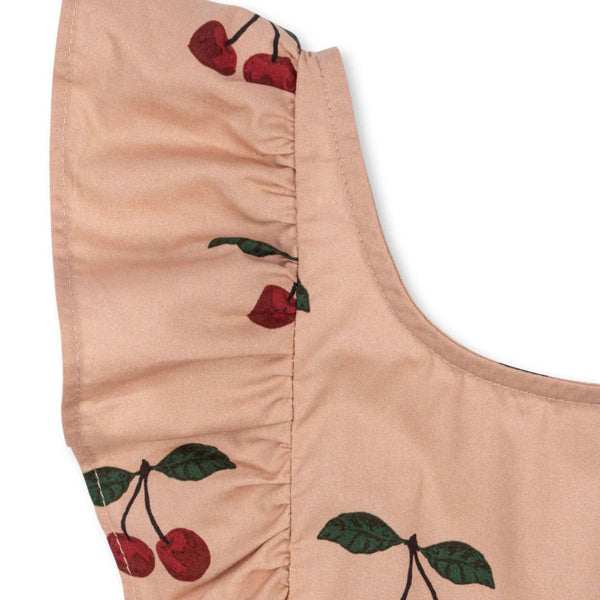 Verbena Cherry Print Frilled Back Cotton Dress