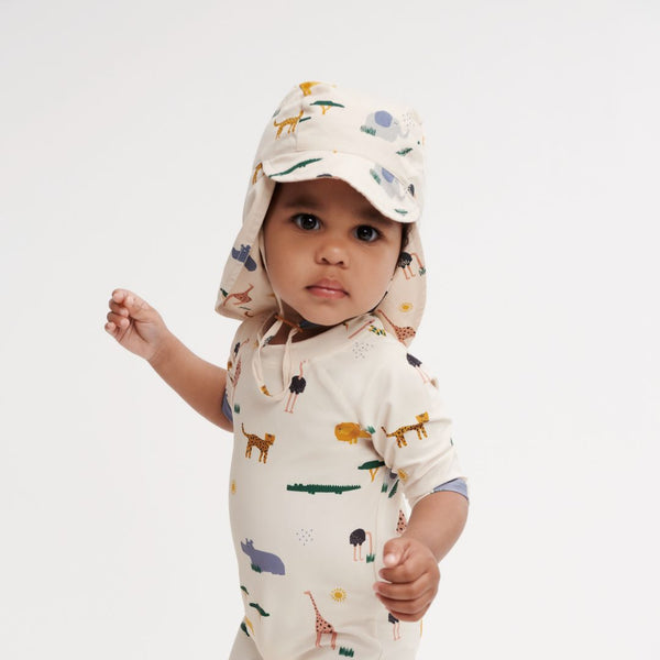 Cecilia Safari Print Sun and Neck Protector Hat (Sandy)