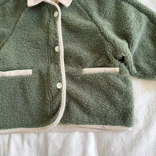 Bertie Button Up Sherpa Teddy Coat (Forest Green)
