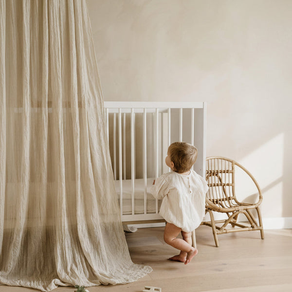 Flow Wooden Height Adjustable Baby Cot (White)